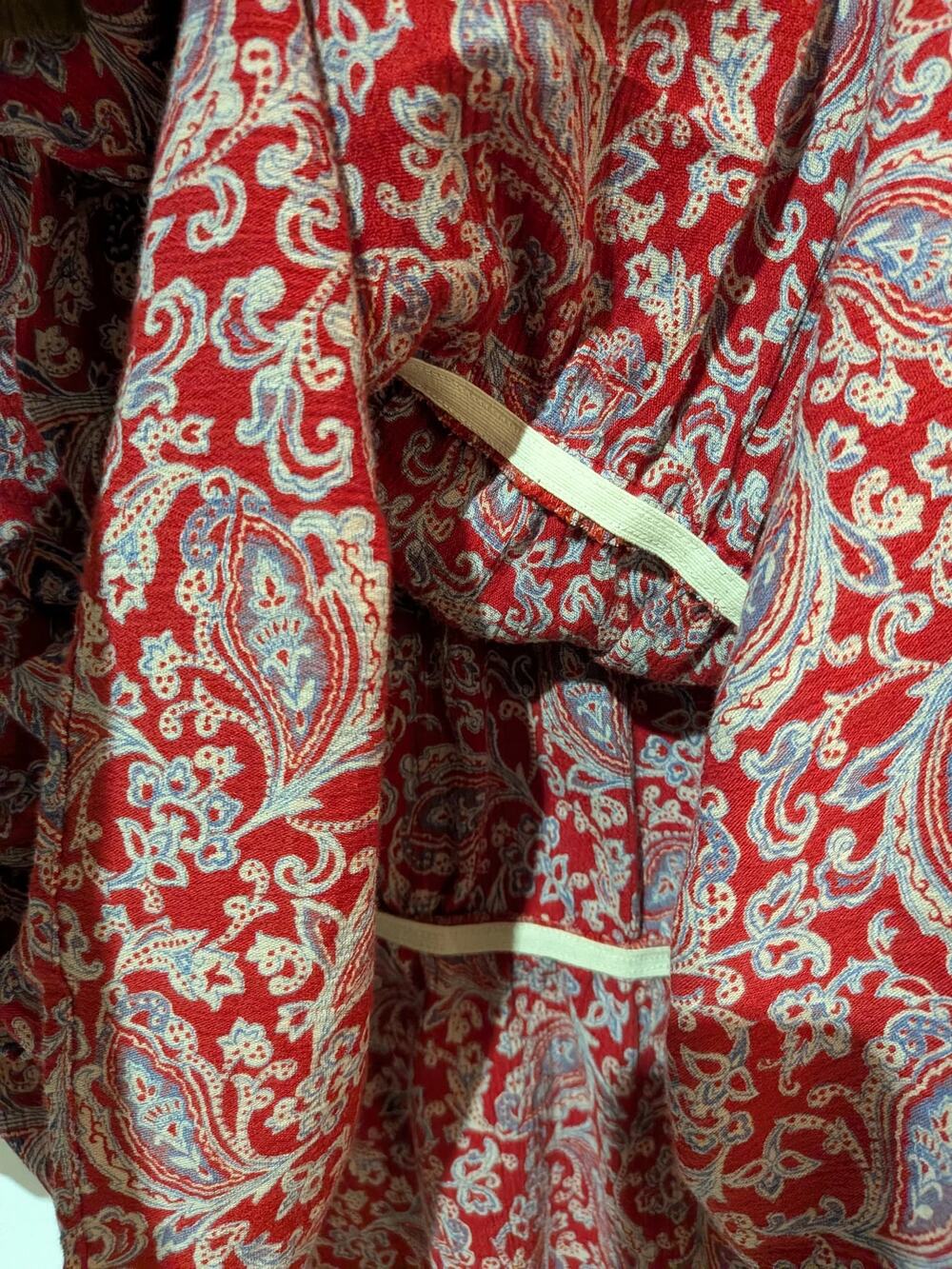Chaps Ruffled Paisley Blouse Red Size 14 - Picture 6 of 6